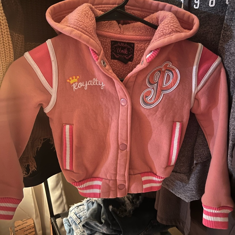 Unik Pink Sweatshirt with Varsity Stripes